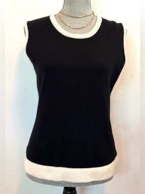 100% Cashmere Sweater Vest Sleeveless Top Black Size Small/Medium